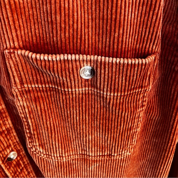 Urban Outfitters Men's Shacket Corduroy Shirt Orange Sz M Cabincore Camping Wear - Picture 3 of 8